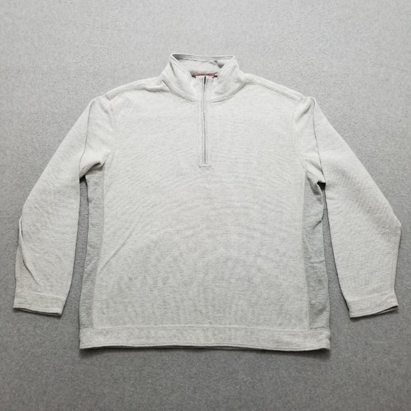 Tommy Bahama Sweater Mens XL Gray Long Sleeve Pullover Mock Neck Zip Casual‎ - Picture 1 of 8